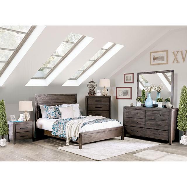 Rexburg Wire-Brushed Rustic Brown E.King & Full Bed - Furniture 4 Less Outlet (Salinas,CA)
