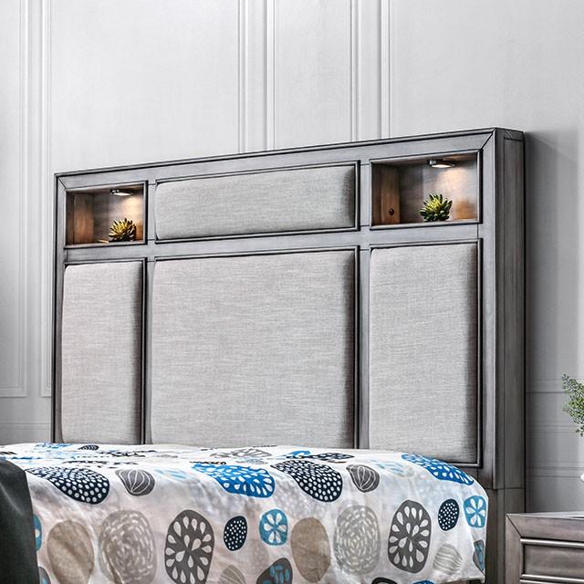 DAPHNE Gray E.King Bed - Furniture 4 Less Outlet (Salinas,CA)
