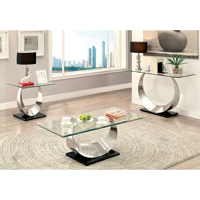 ORLA II Satin Plated/Black Sofa Table - Furniture 4 Less Outlet (Salinas,CA)