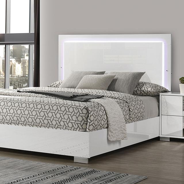 Sinistra E.King & Queen Bed White, Black & Beige - Furniture 4 Less Outlet (Salinas,CA)