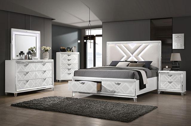 EMMELINE Night Stand w/ USB, White - Furniture 4 Less Outlet (Salinas,CA)