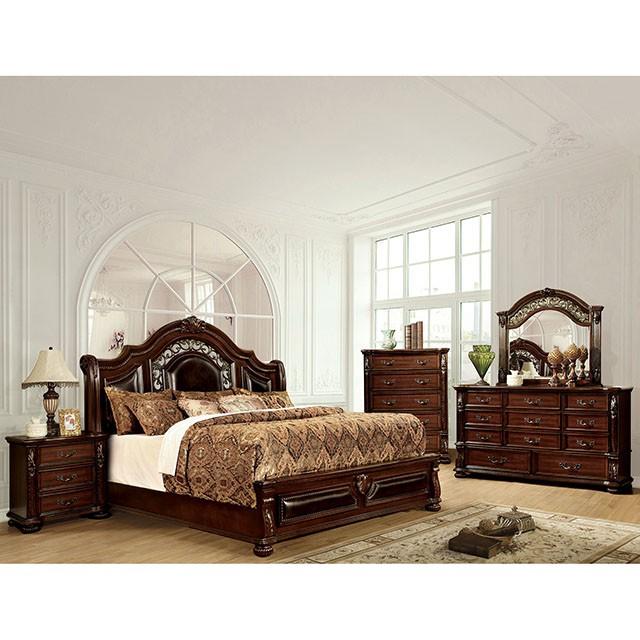 Flandreau Brown Cherry/Espresso E.King Bed - Furniture 4 Less Outlet (Salinas,CA)