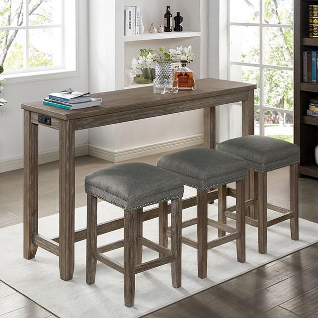 CAERLEON 4 Pc. Counter Ht. Table Set, Wire-brushed Gray - Furniture 4 Less Outlet (Salinas,CA)
