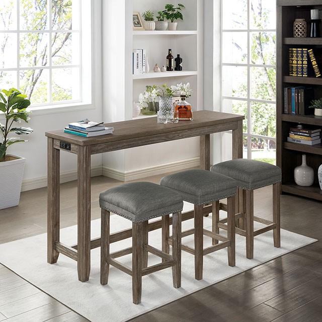 CAERLEON 4 Pc. Counter Ht. Table Set, Wire-brushed Gray - Furniture 4 Less Outlet (Salinas,CA)