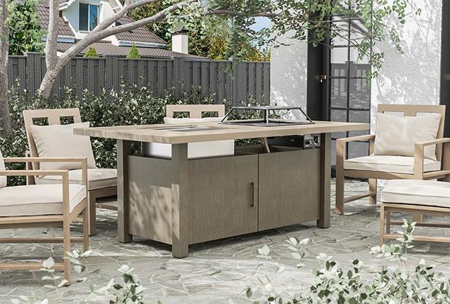 Bordeaux Dining Table w/ Fire Pit & Cooler - Furniture 4 Less Outlet (Salinas,CA)