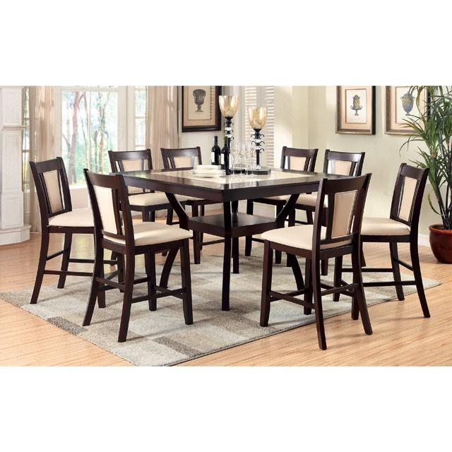 BRENT II Dark Cherry/Ivory Counter Ht. Table w/ Insert - Furniture 4 Less Outlet (Salinas,CA)