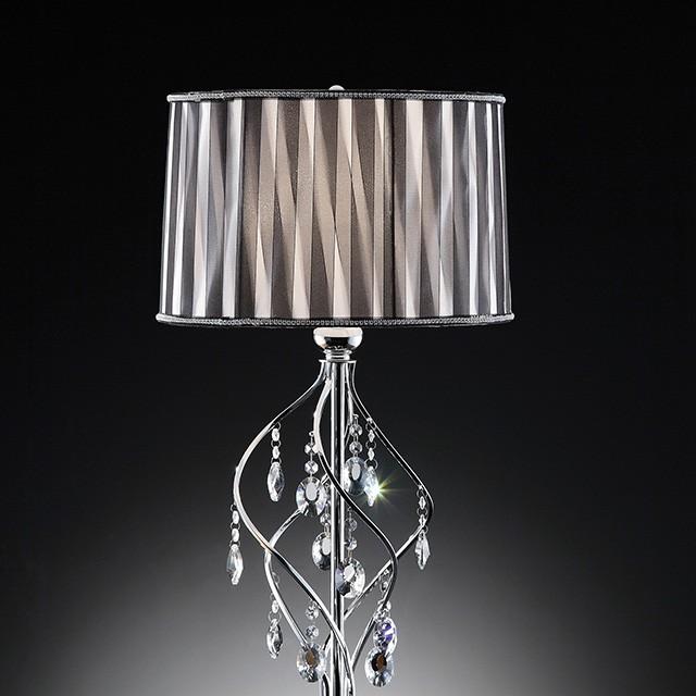 Arya Black/Chrome Table Lamp, Hanging Crystal - Furniture 4 Less Outlet (Salinas,CA)