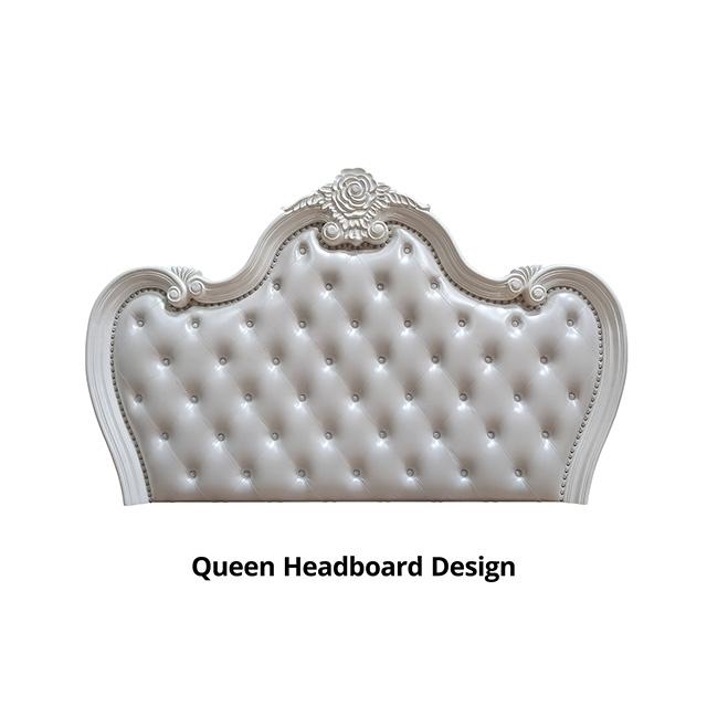 Ventresca E.King & Queen Bed White & Chrome - Furniture 4 Less Outlet (Salinas,CA)