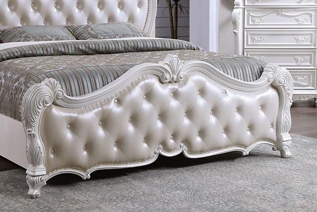 Ventresca E.King & Queen Bed White & Chrome - Furniture 4 Less Outlet (Salinas,CA)