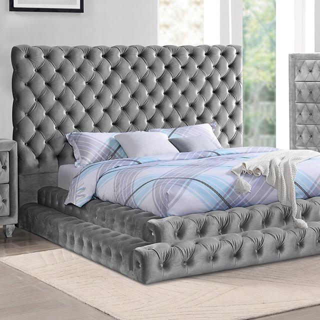 STEFANIA E.King & Queen Bed, Black & Gray - Furniture 4 Less Outlet (Salinas,CA)
