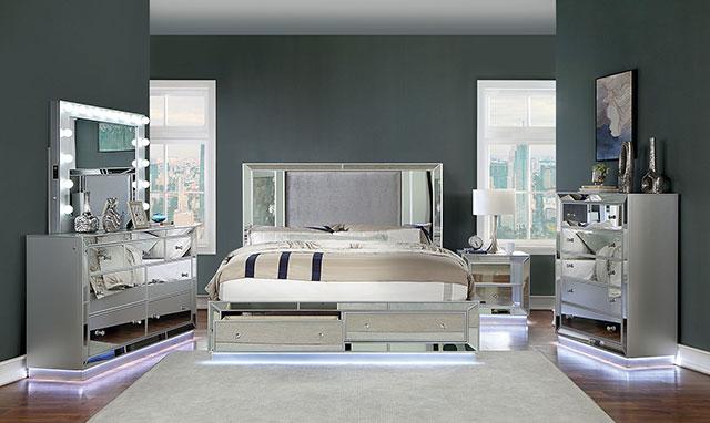 BELLADONNA Dresser w/ LED, Silver - Furniture 4 Less Outlet (Salinas,CA)