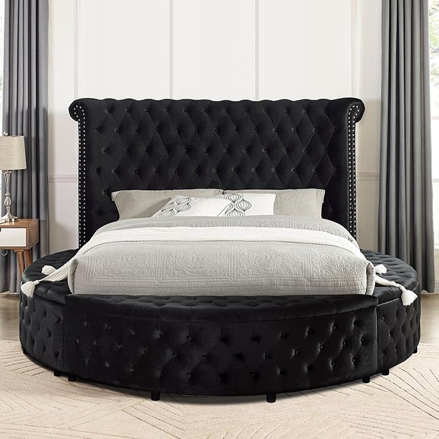SANSOM E.King & Queen Bed, Black, Blue, & Grey - Furniture 4 Less Outlet (Salinas,CA)