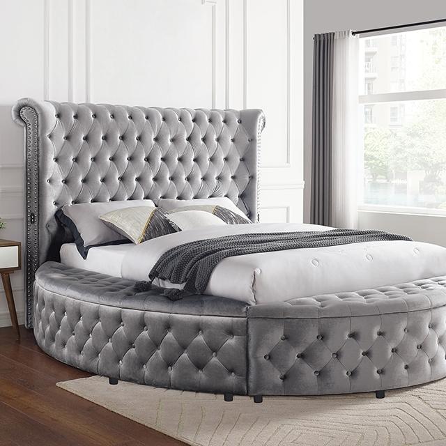 SANSOM E.King & Queen Bed, Black, Blue, & Grey - Furniture 4 Less Outlet (Salinas,CA)