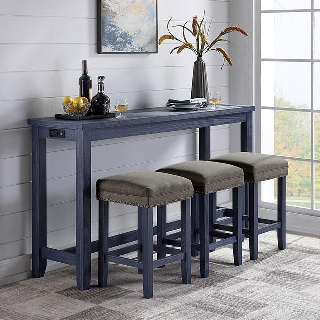 CAERLEON 4 Pc. Counter Ht. Table Set, Blue - Furniture 4 Less Outlet (Salinas,CA)