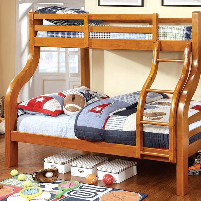 SOLPINE Gray & Oak Twin/Full Bunk Bed - Furniture 4 Less Outlet (Salinas,CA)
