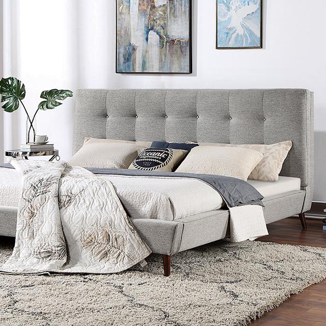 LEOMIN Cal.King, E.King, Full, & Queen Bed, Gray - Furniture 4 Less Outlet (Salinas,CA)