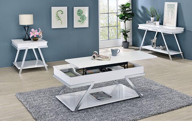 TITUS Sofa Table, White/Chrome - Furniture 4 Less Outlet (Salinas,CA)