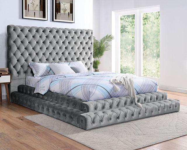 STEFANIA E.King & Queen Bed, Black & Gray - Furniture 4 Less Outlet (Salinas,CA)