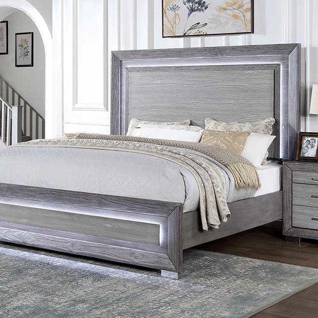 RAIDEN Cal.King, E.King, & Queen Bed, Gray - Furniture 4 Less Outlet (Salinas,CA)