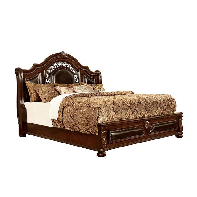 Flandreau Brown Cherry/Espresso Queen Bed - Furniture 4 Less Outlet (Salinas,CA)