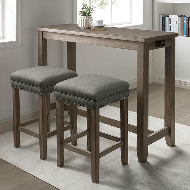 CAERLEON 3 Pc. Counter Ht. Table Set, Wire-brushed Gray - Furniture 4 Less Outlet (Salinas,CA)