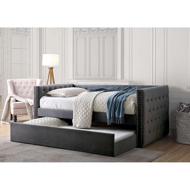 Susanna Gray Daybed w/ Trundle, Gray - Furniture 4 Less Outlet (Salinas,CA)