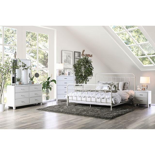 IRIA Vintage White Cal.King, E.King, & Full Bed - Furniture 4 Less Outlet (Salinas,CA)