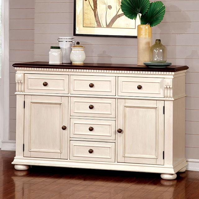 SABRINA Off White/Cherry Server, Cherry & White - Furniture 4 Less Outlet (Salinas,CA)