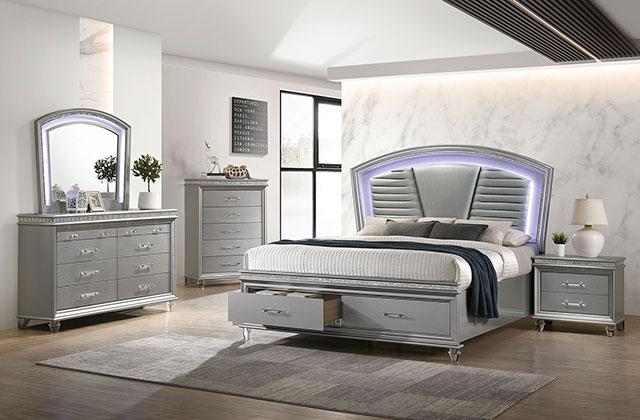 MADDIE Night Stand, Silver - Furniture 4 Less Outlet (Salinas,CA)