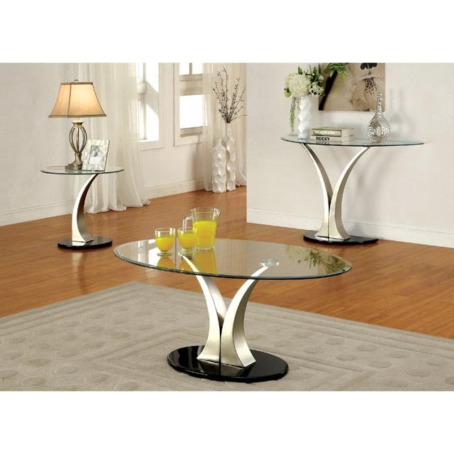 VALO Satin Plated/Black Coffee Table - Furniture 4 Less Outlet (Salinas,CA)