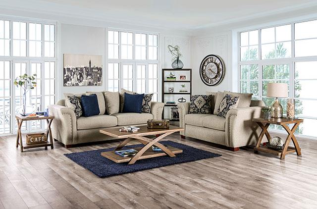 BELSIZE Sofa, Beige/Navy - Furniture 4 Less Outlet (Salinas,CA)