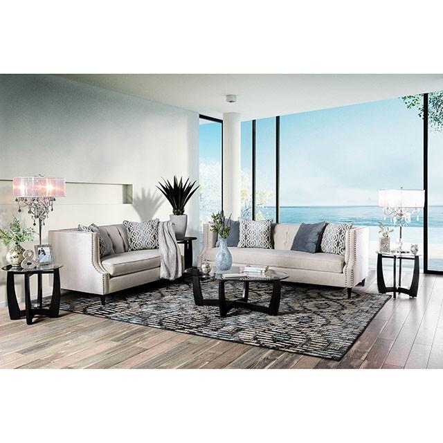 Tegan Beige/Light Blue Love Seat - Furniture 4 Less Outlet (Salinas,CA)