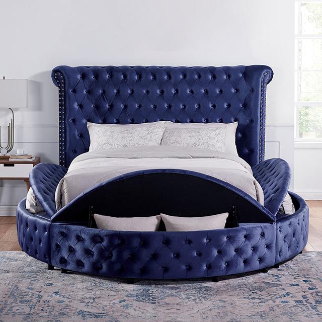 SANSOM E.King Bed, Blue - Furniture 4 Less Outlet (Salinas,CA)