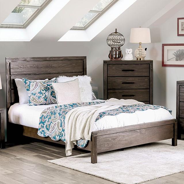 Rexburg Wire-Brushed Rustic Brown E.King & Full Bed - Furniture 4 Less Outlet (Salinas,CA)