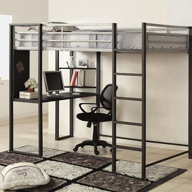 Sherman Silver/Gun Metal Full Bed w/ Workstation - Furniture 4 Less Outlet (Salinas,CA)