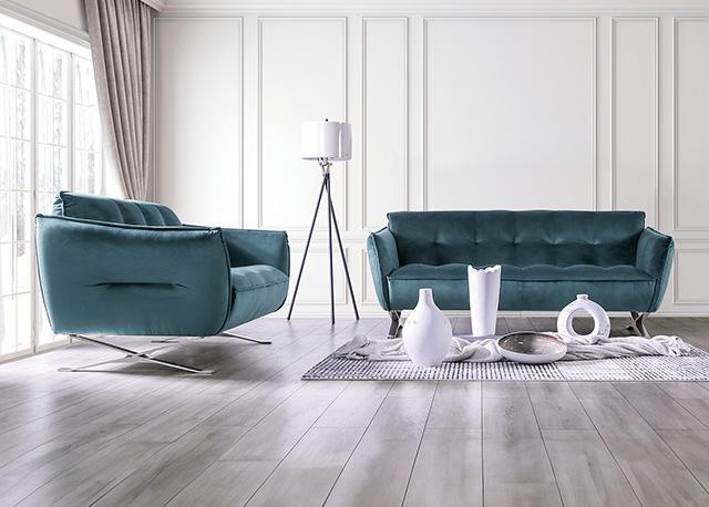 Civellutino Loveseat Teal - Furniture 4 Less Outlet (Salinas,CA)