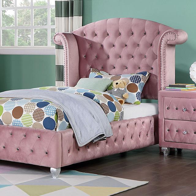 Zohar Queen & Twin Bed Black, Grey, & Pink - Furniture 4 Less Outlet (Salinas,CA)