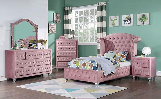 Zohar Queen & Twin Bed Black, Grey, & Pink - Furniture 4 Less Outlet (Salinas,CA)
