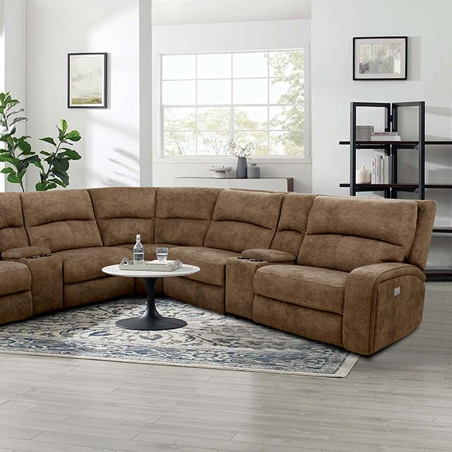 APOSTOLOS Power Sectional, Brown - Furniture 4 Less Outlet (Salinas,CA)