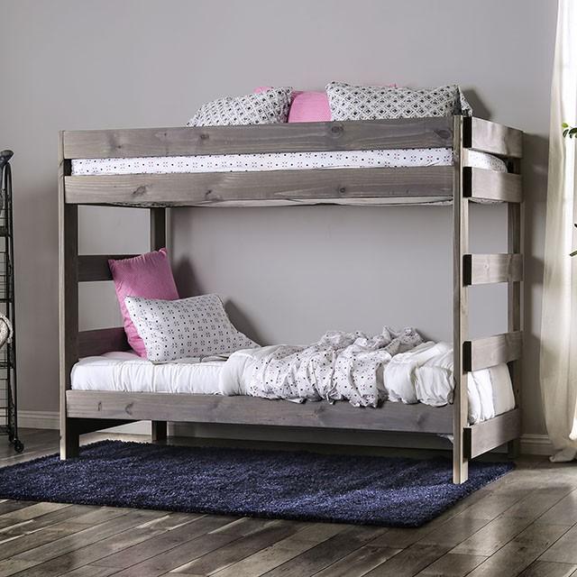 Arlette Twin/Twin Bunk Bed Brown, Black, Gray, & White - Furniture 4 Less Outlet (Salinas,CA)