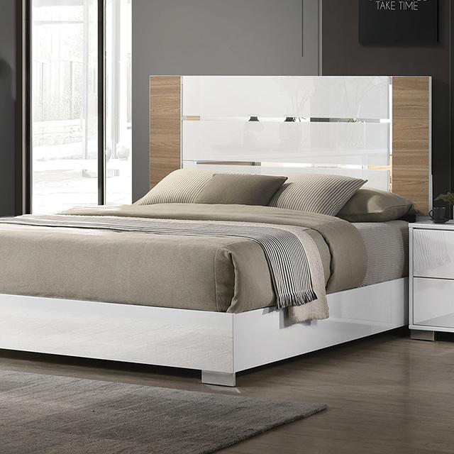 ERLANGEN Cal.King & E.King Bed, White/Natural - Furniture 4 Less Outlet (Salinas,CA)