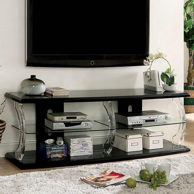 Ernst Black/Clear 60" TV Stand - Furniture 4 Less Outlet (Salinas,CA)