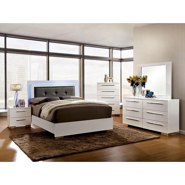 CLEMENTINE Glossy White Chest - Furniture 4 Less Outlet (Salinas,CA)