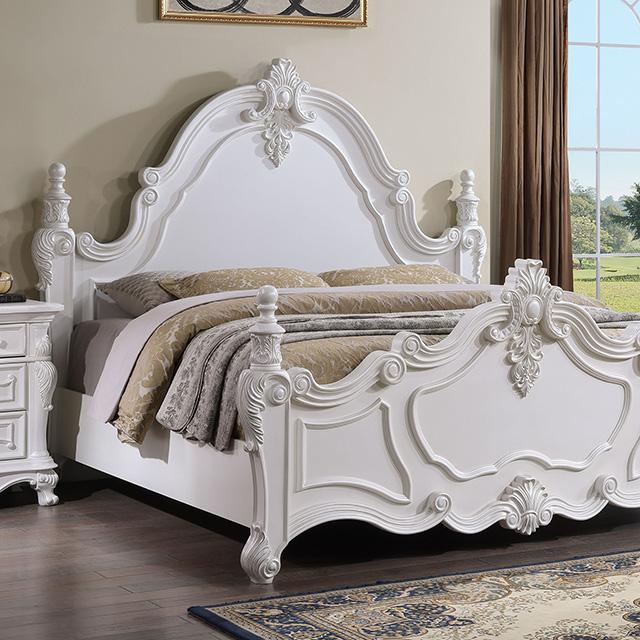 Francione E.King & Queen Bed White & Chrome - Furniture 4 Less Outlet (Salinas,CA)