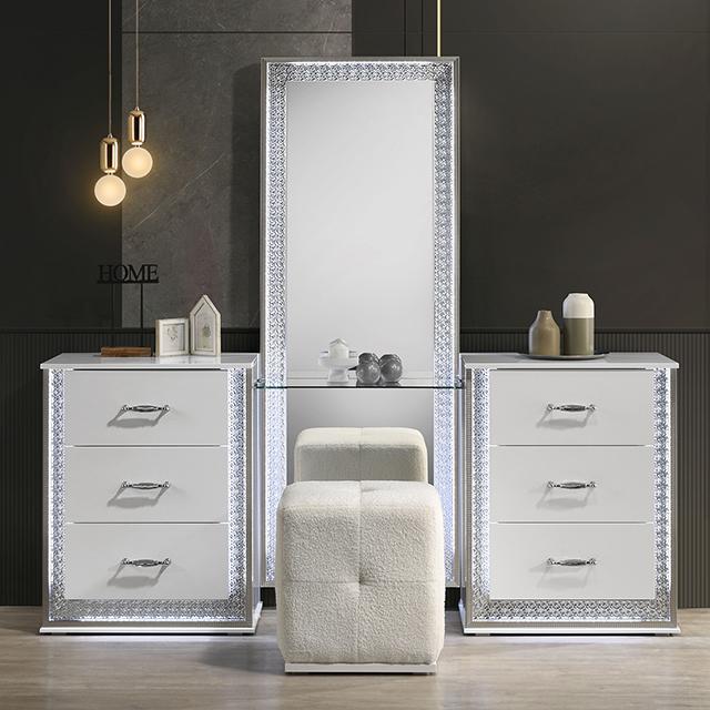 Hazeline Vanity Set with Stool - Furniture 4 Less Outlet (Salinas,CA)