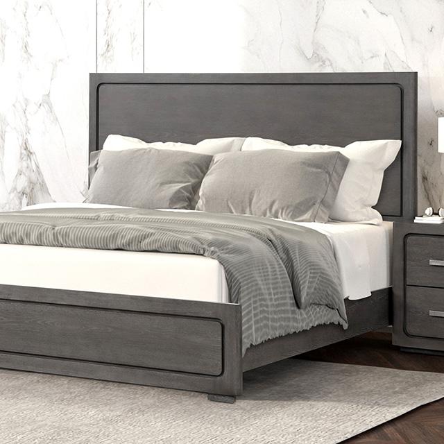 Crowthorne E.King & Queen Bed Grey & White - Furniture 4 Less Outlet (Salinas,CA)