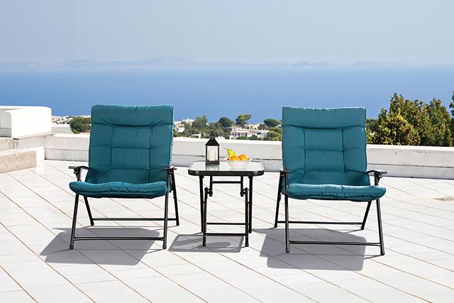 Bastia 3 Pc. Conversation Set Teal & Beige - Furniture 4 Less Outlet (Salinas,CA)