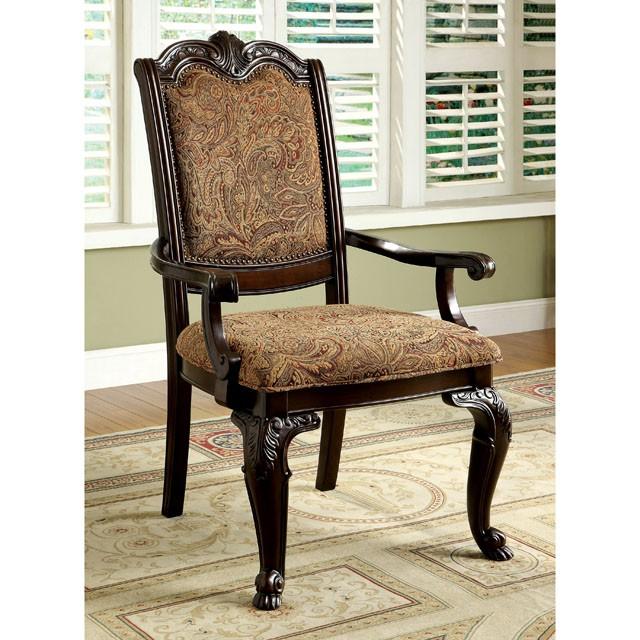 BELLAGIO Brown Cherry/Pattern Fabric Arm Chair (2/CTN) - Furniture 4 Less Outlet (Salinas,CA)