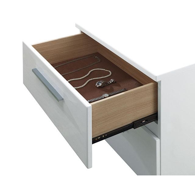 CLEMENTINE Glossy White Night Stand - Furniture 4 Less Outlet (Salinas,CA)