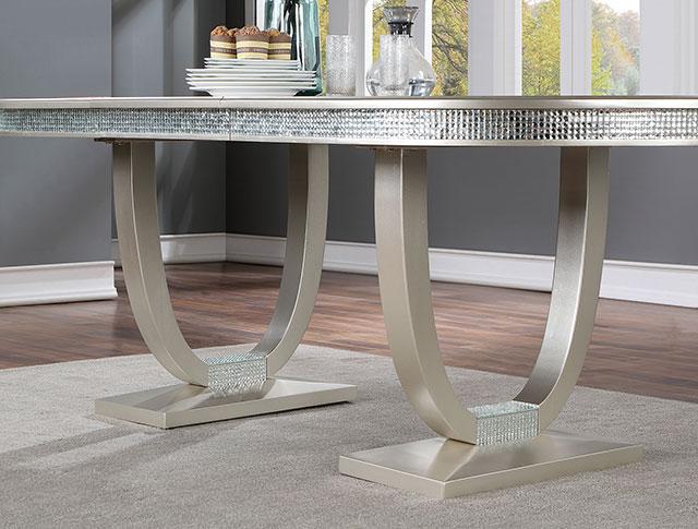 CATHALINA Oval Dining Table, Silver - Furniture 4 Less Outlet (Salinas,CA)